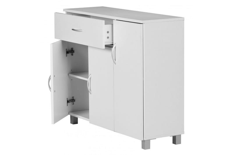 Skjenk Wohnling foliert sponplate 90x75 cm, 3 dører 1 skuff, moderne stil Hvit - Hvit - Møbler - Bord - Avlastningsbord - Gangbord