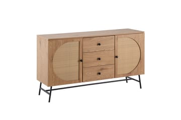 Skjenk Wohnling Foliert sponplate eikelook halvsirkel Rattanflett-utseende 2 dører 3 skuffer Moderne - Møbler - Bord - Avlastningsbord - Gangbord