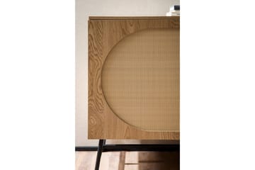 Skjenk Wohnling Foliert sponplate eikelook halvsirkel Rattanflett-utseende 2 dører 3 skuffer Moderne - Møbler - Bord - Avlastningsbord - Gangbord