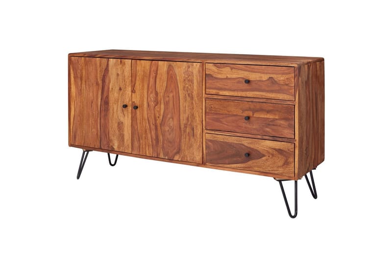 Skjenk Wohnling Heltre 145 cm med 3 skuffer 1 dør Hårnålben Industriell - Møbler - Bord - Avlastningsbord - Konsollbord