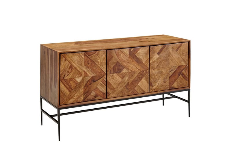 Skjenk Wohnling Heltre trekant optisk inlay 123 cm med 3 dører industriell - Møbler - Bord - Avlastningsbord - Gangbord
