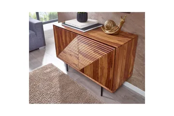 Skjenk Wohnling massivt tre, 3D geometrisk front, push-to-open, industriell loftstil 100 cm - 100 cm - Møbler - Bord - Avlastningsbord - Gangbord