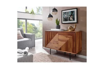 Skjenk Wohnling massivt tre, 3D geometrisk front, push-to-open, industriell loftstil 100 cm - 100 cm - Møbler - Bord - Avlastningsbord - Gangbord