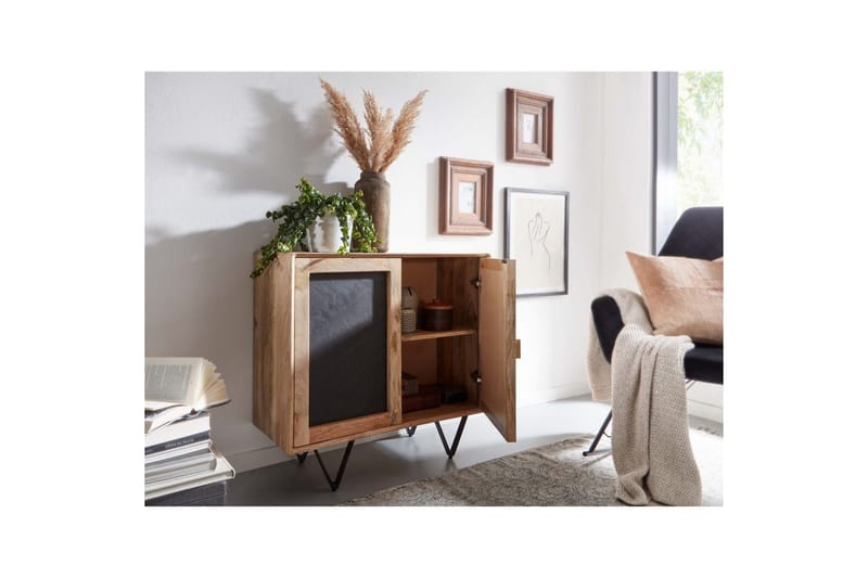 Skjenk Wohnling Massivt tre 80 cm 3D kant steinoptikk front 2 dører moderne - Oppbevaring - Oppbevaringsmøbler - Sideboard & skjenker