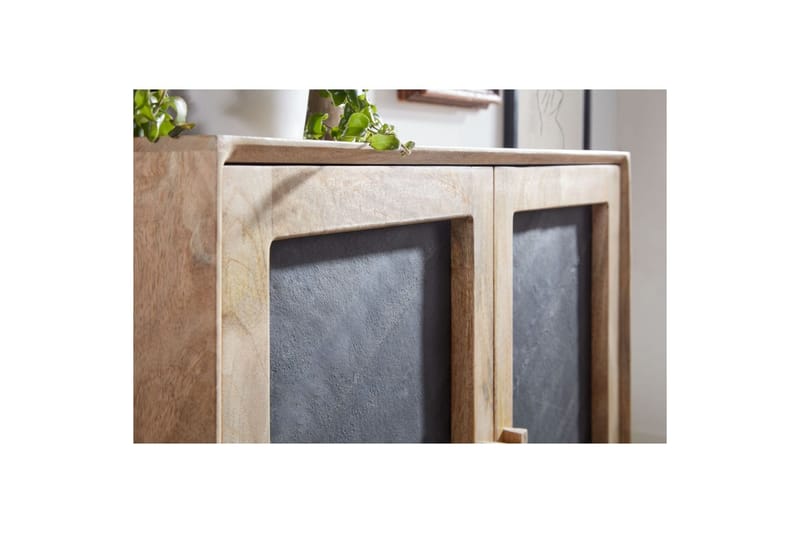 Skjenk Wohnling Massivt tre 80 cm 3D kant steinoptikk front 2 dører moderne - Møbler - Bord - Avlastningsbord - Gangbord