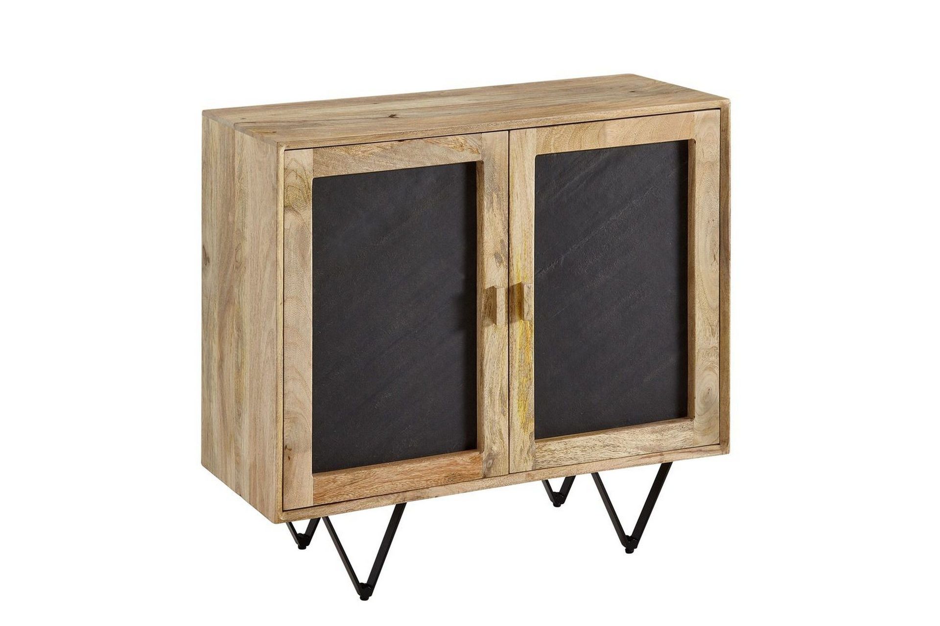 Skjenk Wohnling Massivt tre 80 cm 3D kant steinoptikk front 2 dører moderne -