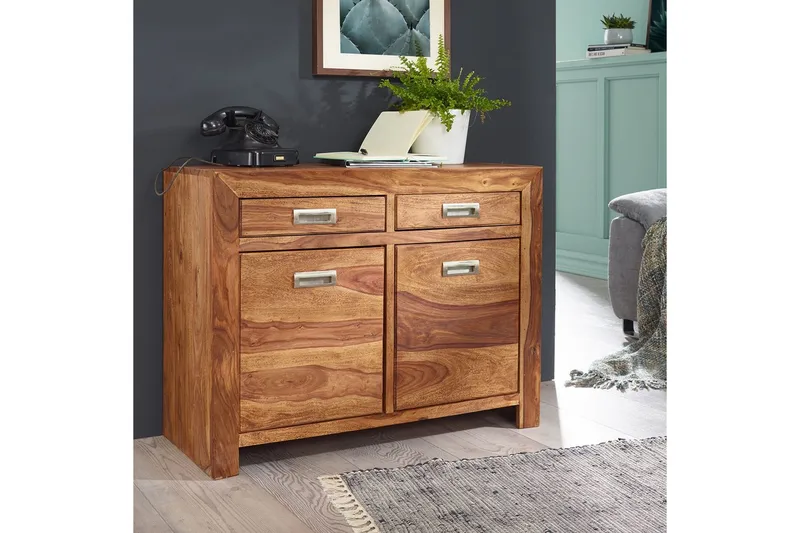 Skjenk Wohnling Massivt tre 90 cm 2 dører 2 skuffer landlig stil - Oppbevaring - Oppbevaringsmøbler - Sideboard & skjenker