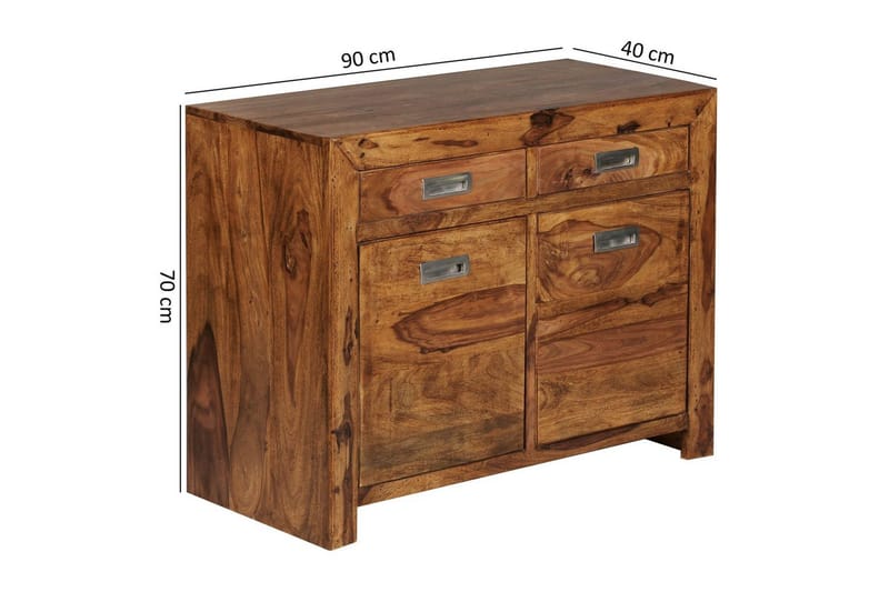 Skjenk Wohnling Massivt tre 90 cm 2 dører 2 skuffer landlig stil - Oppbevaring - Oppbevaringsmøbler - Sideboard & skjenker