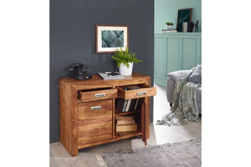 Skjenk Wohnling Massivt tre 90 cm 2 dører 2 skuffer landlig stil - Møbler - Bord - Avlastningsbord - Gangbord