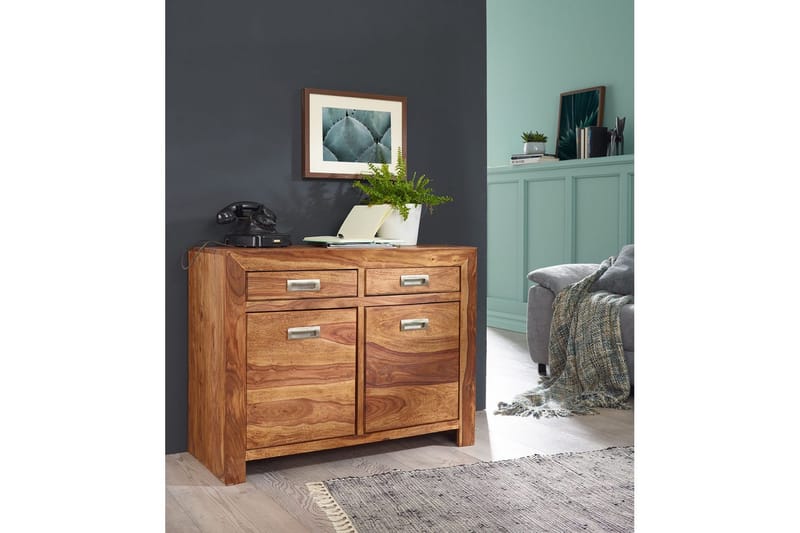 Skjenk Wohnling Massivt tre 90 cm 2 dører 2 skuffer landlig stil - Oppbevaring - Oppbevaringsmøbler - Sideboard & skjenker