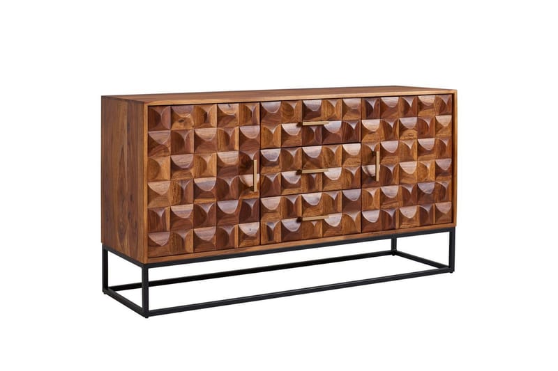 Skjenk Wohnling Massivt treverk design front 145 cm med 2 dører 3 skuffer industriell - Møbler - Bord - Avlastningsbord - Gangbord