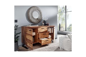 Skjenk Wohnling Massivt treverk trekanter 145 cm med 2 dører 3 skuffer industriell - Møbler - Bord - Avlastningsbord - Gangbord