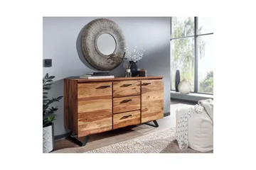 Skjenk Wohnling Massivt treverk trekanter 145 cm med 2 dører 3 skuffer industriell - Møbler - Bord - Avlastningsbord - Gangbord