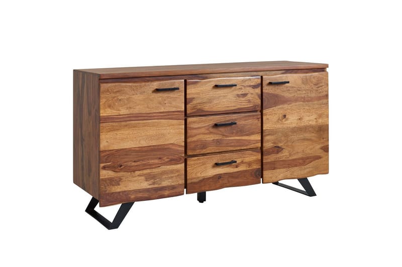 Skjenk Wohnling Massivt treverk trekanter 145 cm med 2 dører 3 skuffer industriell - Møbler - Bord - Avlastningsbord - Gangbord