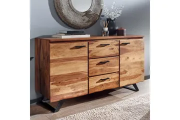 Skjenk Wohnling Massivt treverk trekanter 145 cm med 2 dører 3 skuffer industriell - Møbler - Bord - Avlastningsbord - Gangbord
