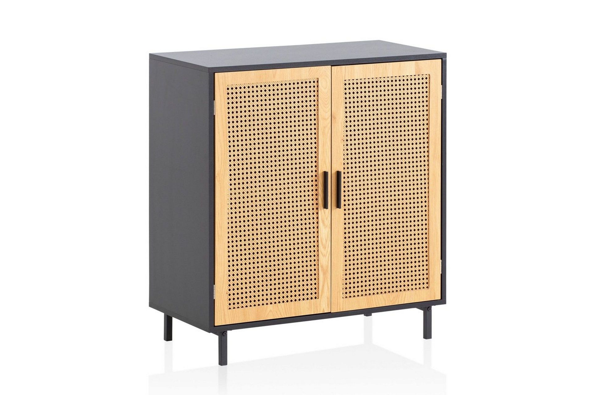 Skjenk Wohnling Melaminbelagt MDF 80 cm 2 dører med flettverk i Wieners stil moderne -