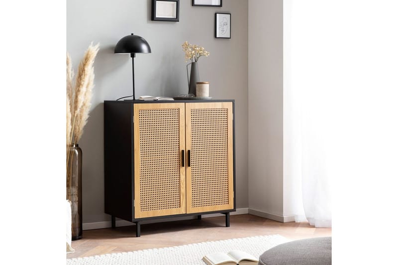Skjenk Wohnling Melaminbelagt MDF 80 cm 2 dører med flettverk i Wieners stil moderne - Oppbevaring - Oppbevaringsmøbler - Sideboard & skjenker