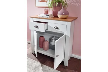 Skjenk Wohnling Melaminbelagt sponplate tofarget eik/hvit 2 dører 2 skuffer moderne - Oppbevaring - Oppbevaringsmøbler - Sideboard & skjenker