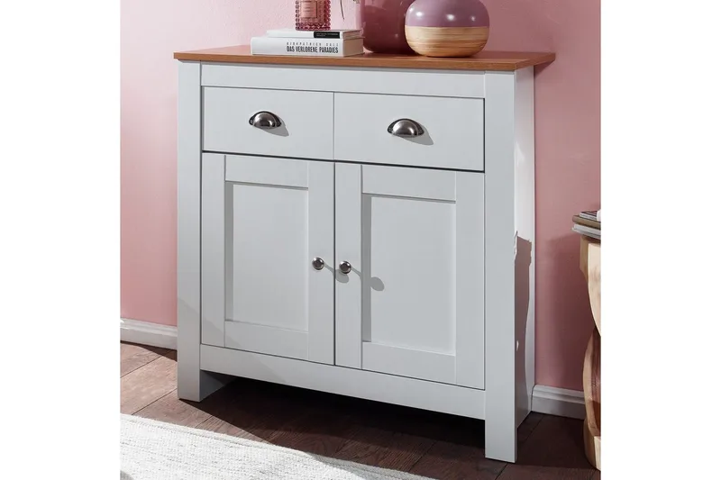 Skjenk Wohnling Melaminbelagt sponplate tofarget eik/hvit 2 dører 2 skuffer moderne - Oppbevaring - Oppbevaringsmøbler - Sideboard & skjenker