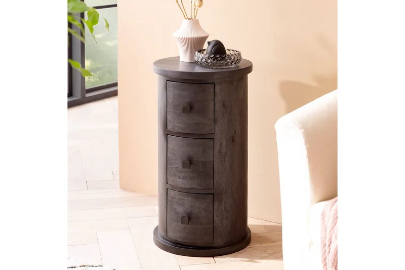 Skjenk Wohnling Rundt heltre landstil Svart, 3 skuffer - Svart, 3 skuffer - Oppbevaring - Oppbevaringsmøbler - Sideboard & skjenker