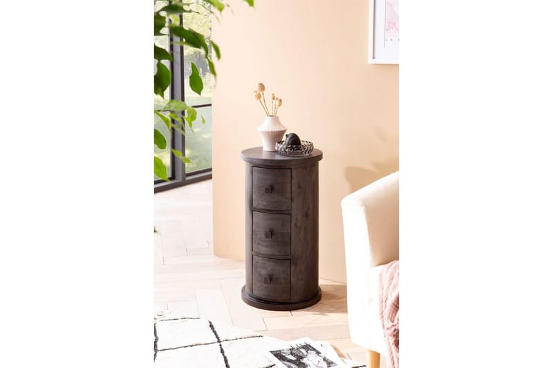 Skjenk Wohnling Rundt heltre landstil Svart, 3 skuffer - Svart, 3 skuffer - Oppbevaring - Oppbevaringsmøbler - Sideboard & skjenker