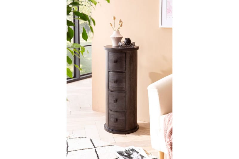 Skjenk Wohnling Rundt heltre landstil Svart, 4 skuffer - Svart, 4 skuffer - Møbler - Bord - Avlastningsbord - Gangbord