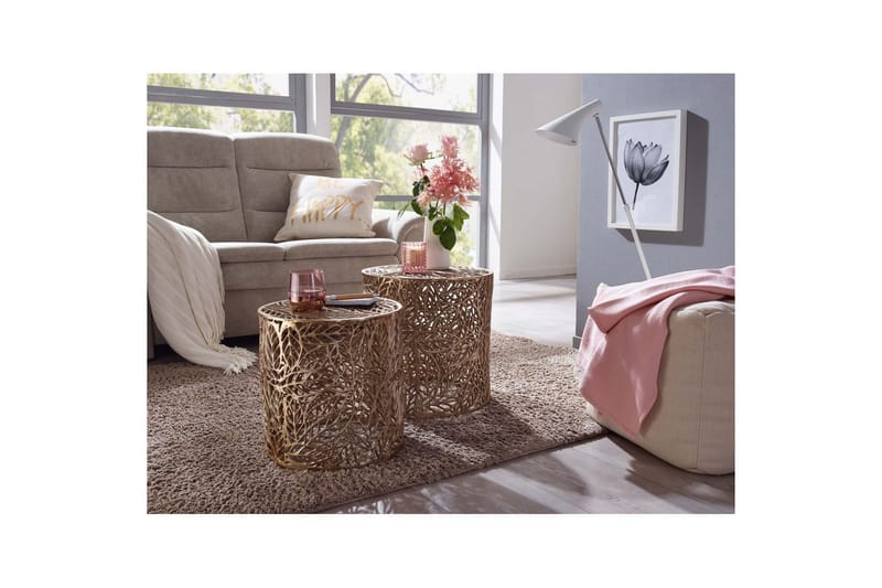 Sofabord Wohnling Sett av 2 Aluminium Støpt Sylinder Optikk Håndlaget Moderne - Møbler - Bord - Avlastningsbord - Lampebord & sidebord
