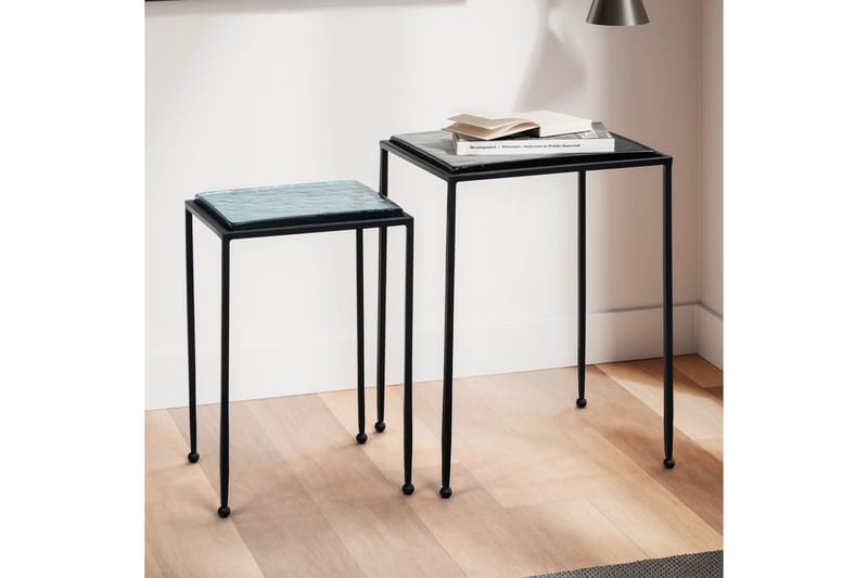 Sofabord Wohnling Sett med 2 firkantet glass med tynne metallben i moderne stil - Møbler - Bord - Avlastningsbord - Settbord