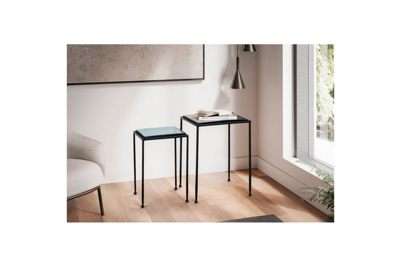 Sofabord Wohnling Sett med 2 firkantet glass med tynne metallben i moderne stil - Møbler - Bord - Avlastningsbord - Settbord