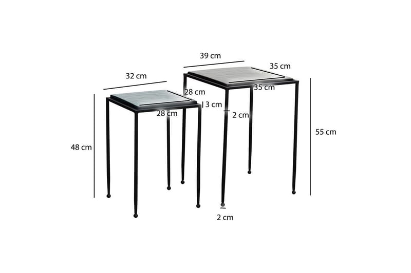 Sofabord Wohnling Sett med 2 firkantet glass med tynne metallben i moderne stil - Møbler - Bord - Avlastningsbord - Settbord