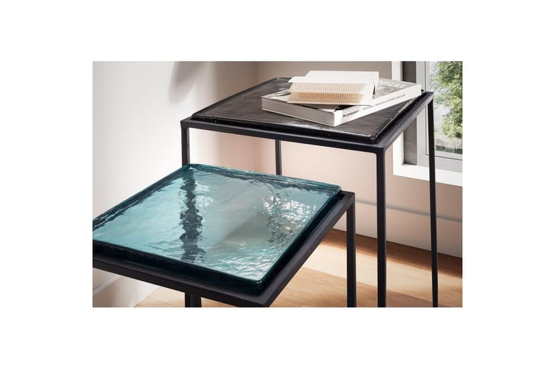 Sofabord Wohnling Sett med 2 firkantet glass med tynne metallben i moderne stil - Møbler - Bord - Avlastningsbord - Settbord