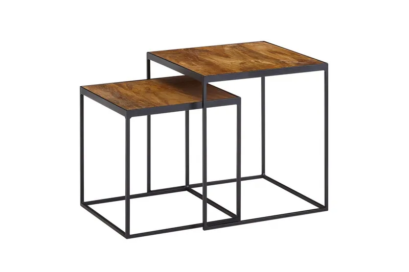 Sofabord Wohnling Sett med 2 massive treverk med metallben i moderne stil, undefined