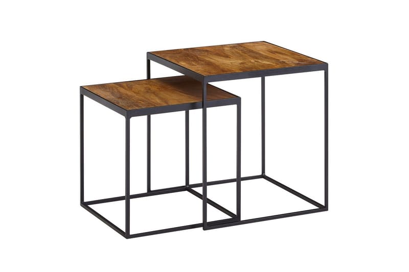 Sofabord Wohnling Sett med 2 massive treverk med metallben i moderne stil, undefined