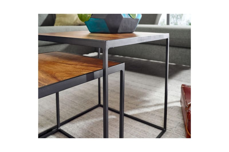 Sofabord Wohnling Sett med 2 massive treverk med metallben i moderne stil - Møbler - Bord - Avlastningsbord - Settbord
