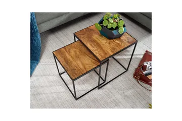 Sofabord Wohnling Sett med 2 massive treverk med metallben i moderne stil - Møbler - Bord - Avlastningsbord - Settbord