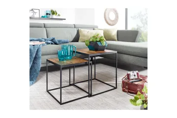 Sofabord Wohnling Sett med 2 massive treverk med metallben i moderne stil - Møbler - Bord - Avlastningsbord - Settbord