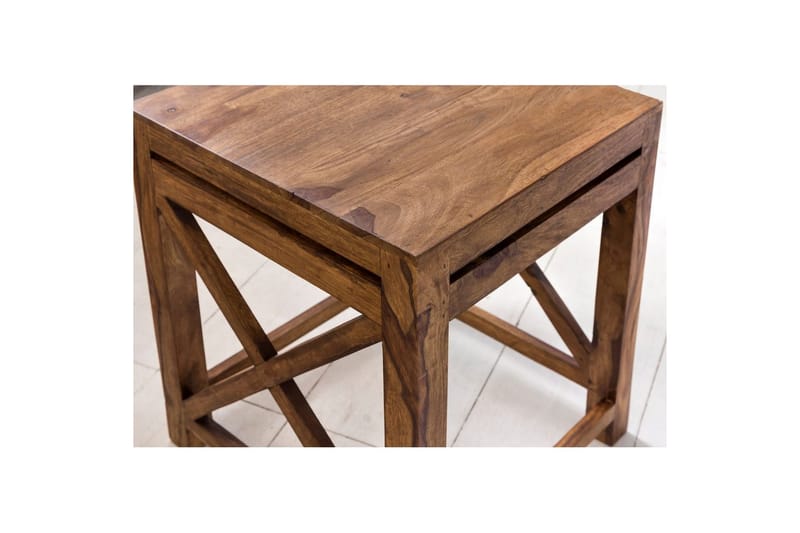 Sofabord Wohnling Sett med 2 massive treverk med X-ramme i landlig stil - Møbler - Bord - Avlastningsbord - Lampebord & sidebord