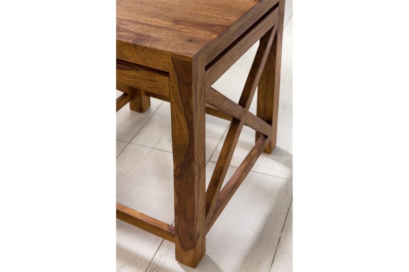 Sofabord Wohnling Sett med 2 massive treverk med X-ramme i landlig stil - Møbler - Bord - Avlastningsbord - Lampebord & sidebord