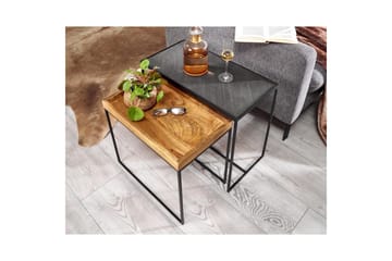 Sofabord Wohnling Sett med 2 Massivt Tre Brettstil Steinoptikk Industriell - Møbler - Bord - Avlastningsbord - Settbord