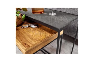 Sofabord Wohnling Sett med 2 Massivt Tre Brettstil Steinoptikk Industriell - Møbler - Bord - Avlastningsbord - Settbord