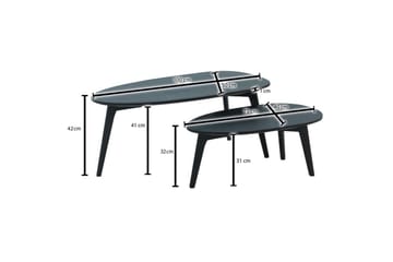 Sofabord Wohnling Sett med 2 nyreformet, massivt treverk, treben i landlig stil Svart - Svart - Møbler - Bord - Avlastningsbord - Settbord