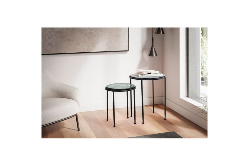 Sofabord Wohnling Sett med 2 runde glass tynne metallben moderne - Møbler - Bord - Avlastningsbord - Lampebord & sidebord