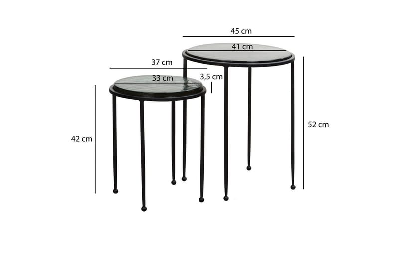 Sofabord Wohnling Sett med 2 runde glass tynne metallben moderne - Møbler - Bord - Avlastningsbord - Lampebord & sidebord