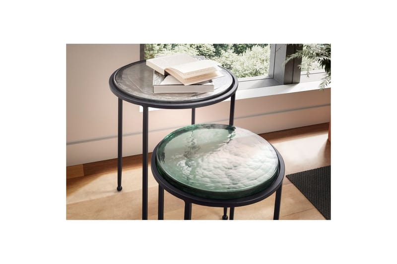 Sofabord Wohnling Sett med 2 runde glass tynne metallben moderne - Møbler - Bord - Avlastningsbord - Lampebord & sidebord