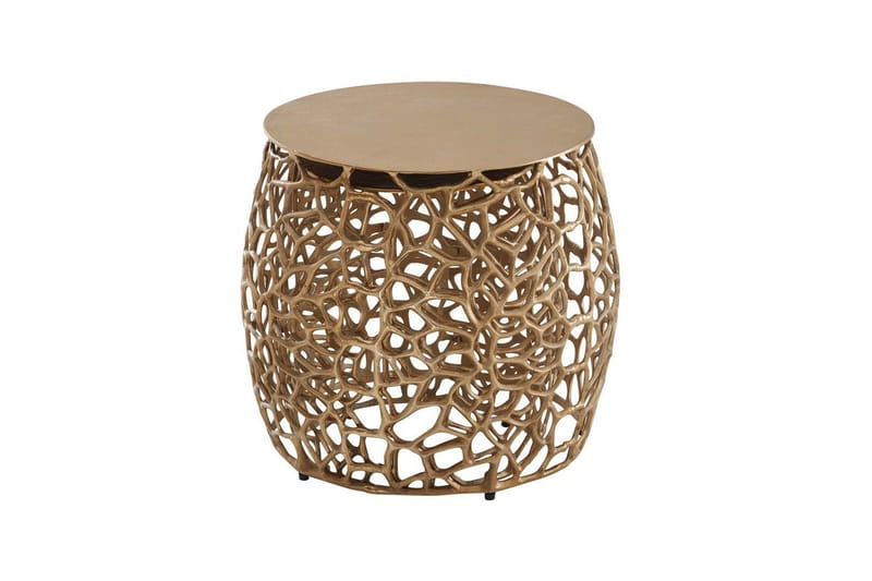 Sofabord Wohnling Sett med 2 støpt aluminium, rund, håndlaget, moderne loftstil Gull - Gull - Møbler - Bord - Avlastningsbord - Settbord