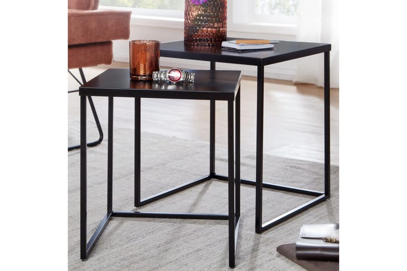 Sofabord Wohnling Sett med 2 pulverlakkert metall med metallben moderne - Møbler - Bord - Avlastningsbord - Settbord