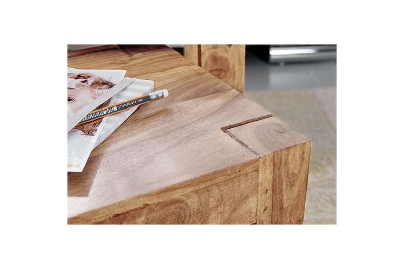 Sofabord Wohnling Sett med 3 bord i heltre, 4 bein, landlig stil Akasie - Akasie - Møbler - Bord - Avlastningsbord - Settbord