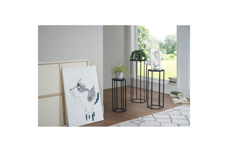 Sofabord Wohnling Sett med 3 massivt tre blomsterbord sett industriell - Møbler - Bord - Avlastningsbord - Blomsterbord