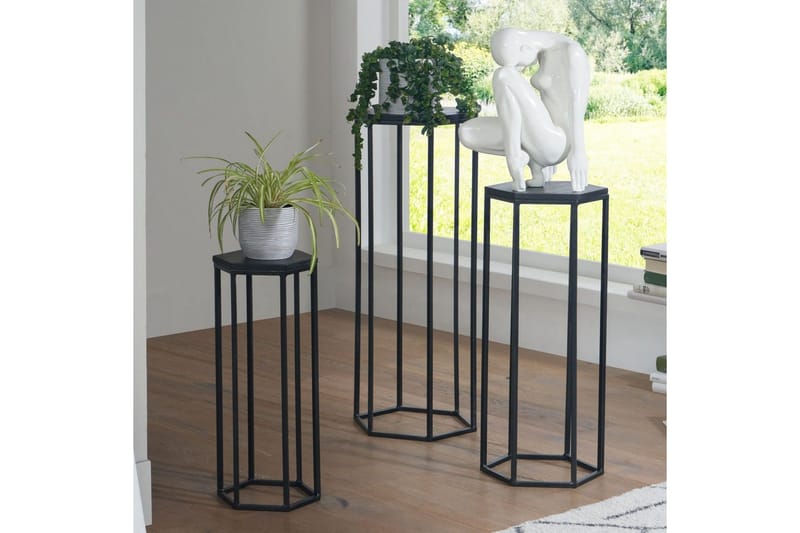 Sofabord Wohnling Sett med 3 massivt tre blomsterbord sett industriell - Møbler - Bord - Avlastningsbord - Blomsterbord