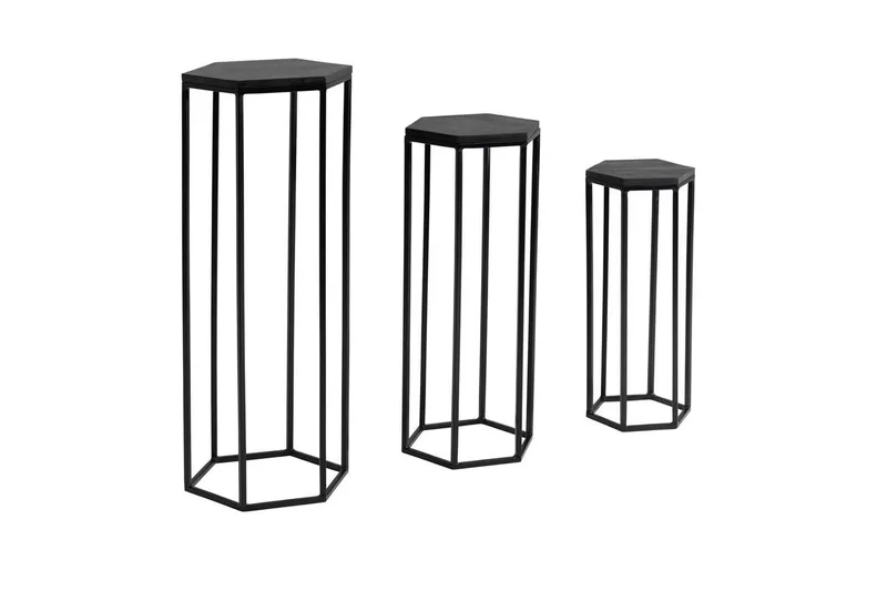 Sofabord Wohnling Sett med 3 massivt tre blomsterbord sett industriell - Møbler - Bord - Avlastningsbord - Blomsterbord